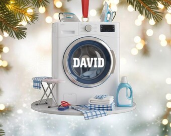 Personalized Washing Machine Christmas Ornament, Laundry Lover Gift
