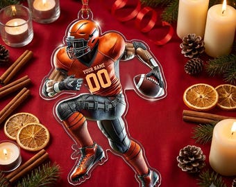 Personalized Football Player Ornament Custom Name Number American Football Christmas Gift Coach Boy Sports Tree Decor Keepsake