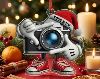 Personalized Camera Ornament Custom Name Photographer Christmas Gift Photography Lover Vintage Camera Tree Decor Keepsake