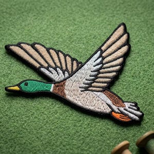 Mallard Duck Flying Embroidered Patch - Flying Drake Duck Iron On Patch - Vintage Hunting Style Badge for Jackets, Vests & Hunting Gear image 4