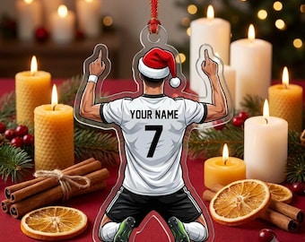 Personalized Soccer Player Ornament Custom Name Number Football Christmas Gift Knee Slide Celebration Tree Decor Keepsake