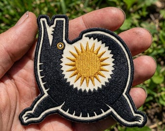 Gothic Crocodile Sun Embroidered Patch, Celestial Alligator Patches for Denim Jacket Backpack, Dark Academia Witchy Iron On
