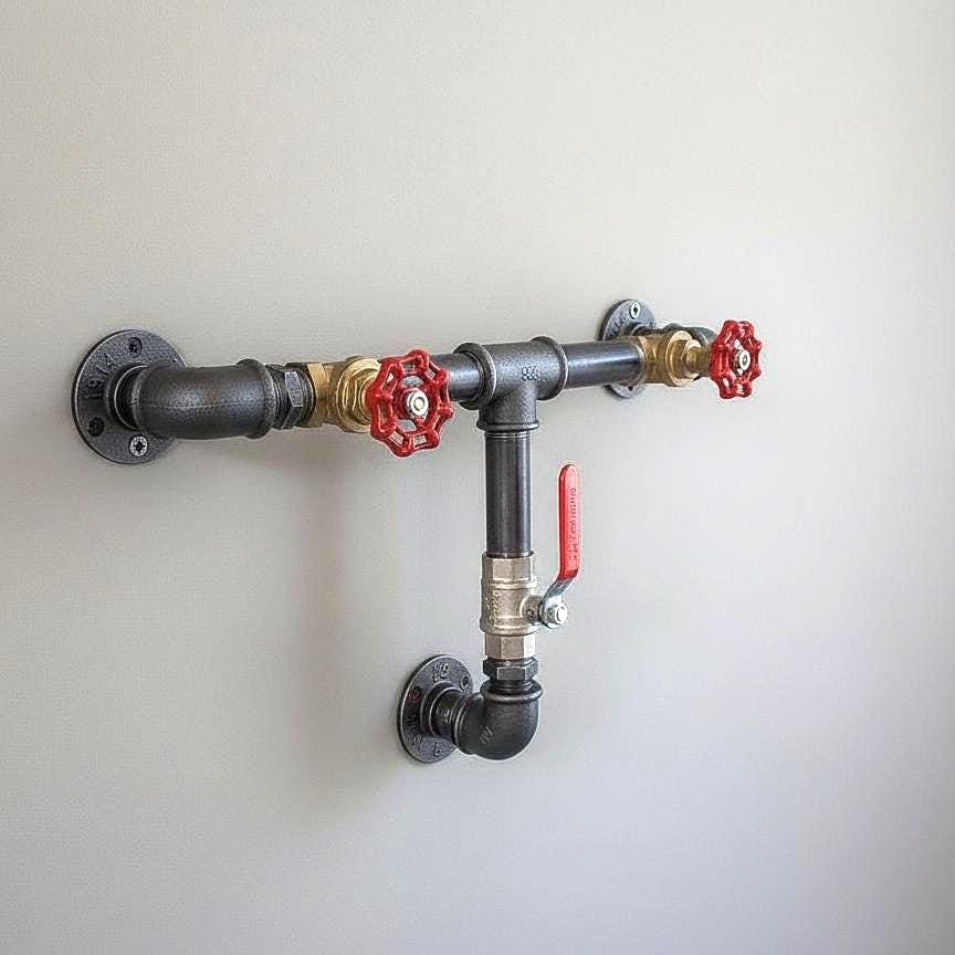 Porte-Manteau Mural Style Industriel 3-En-1 | Rangement Mural Unique Porte-Clés, Porte-Sacs & Manteaux Décoration Loft Urbain Steampunk