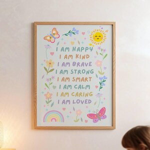 Baby Shower Gift Print, Girls Affirmation Wall Art, Pastel Nursery Decor, Digital Download