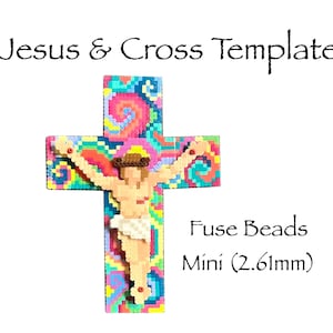 Jesus Bead Pattern Cross Fuse Bead Fathers day Christian Craft Project Easter Decoration Wall Art Teen Girl Bedroom Activity Sunday School