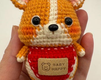Wool Crochet Corgi Keychain | Handmade Corgi Dog Bag Charm | Cute Animal Keyring | Gift Ready