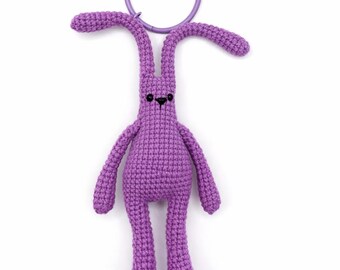 Crochet Bunny Keychain | Handmade Plush Animal Bag Charm with Bell