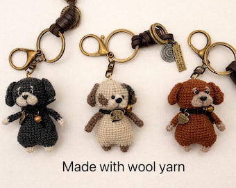 Crochet Dog Keychain | Wool Yarn Puppy Keyring | Handmade Dog Charm | Cute Gift Ready
