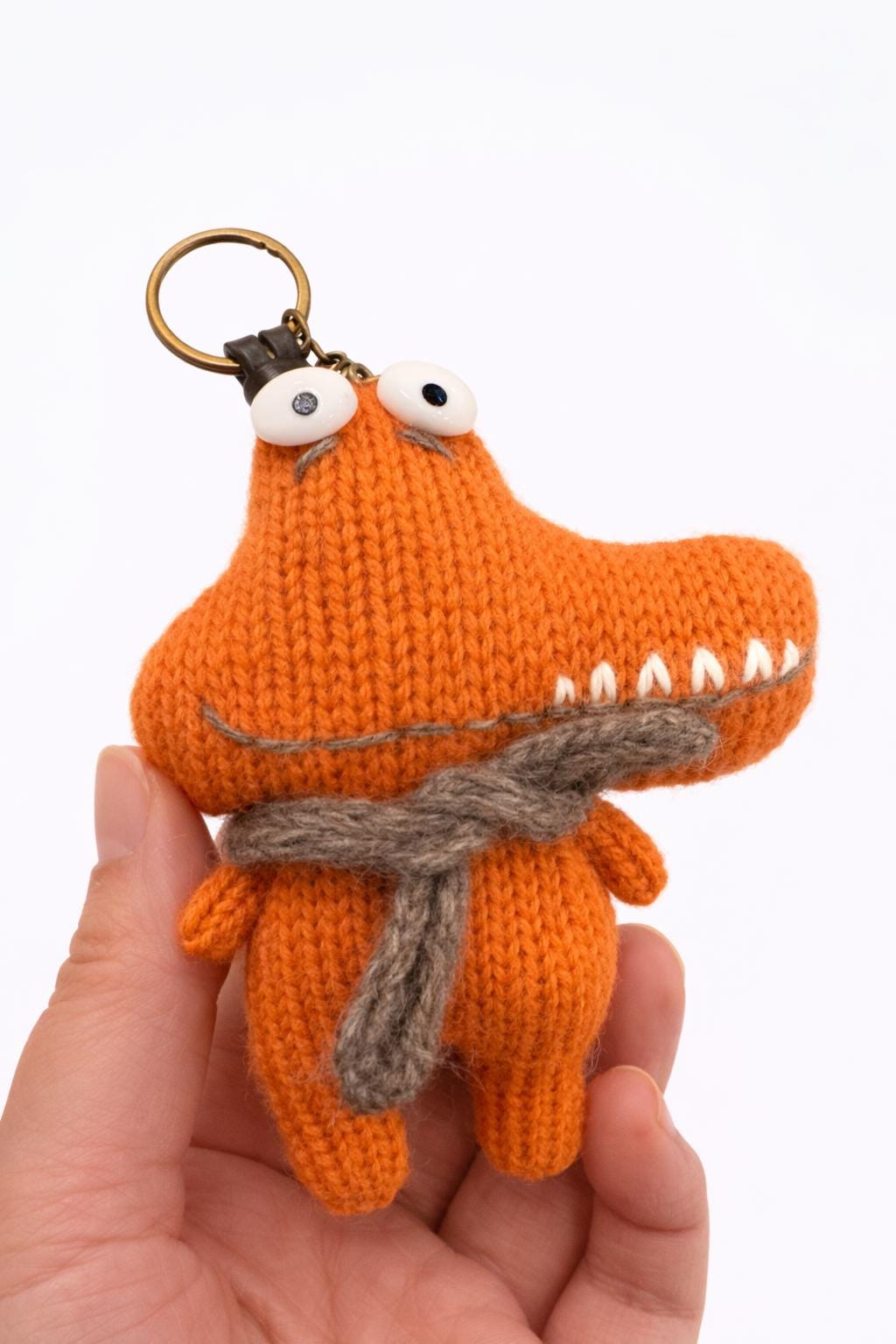 Hand Knitted Crocodile Keychain | Wool Yarn Croc Bag Charm | Funny