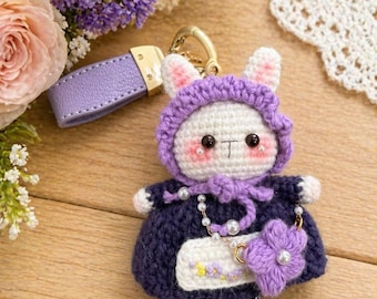 Purple Wool Crochet Bunny | Handmade Amigurumi Toy, Cute Gift for Bunny Lovers