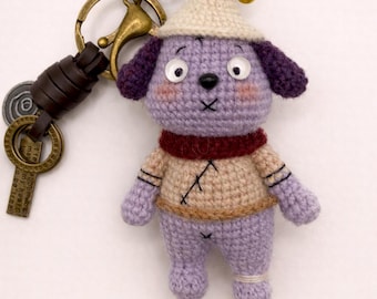 Handmade Crochet Dog Keychain | Wool Yarn Amigurumi Puppy | Cozy Art Doll Bag Charm | Small Handmade Gift