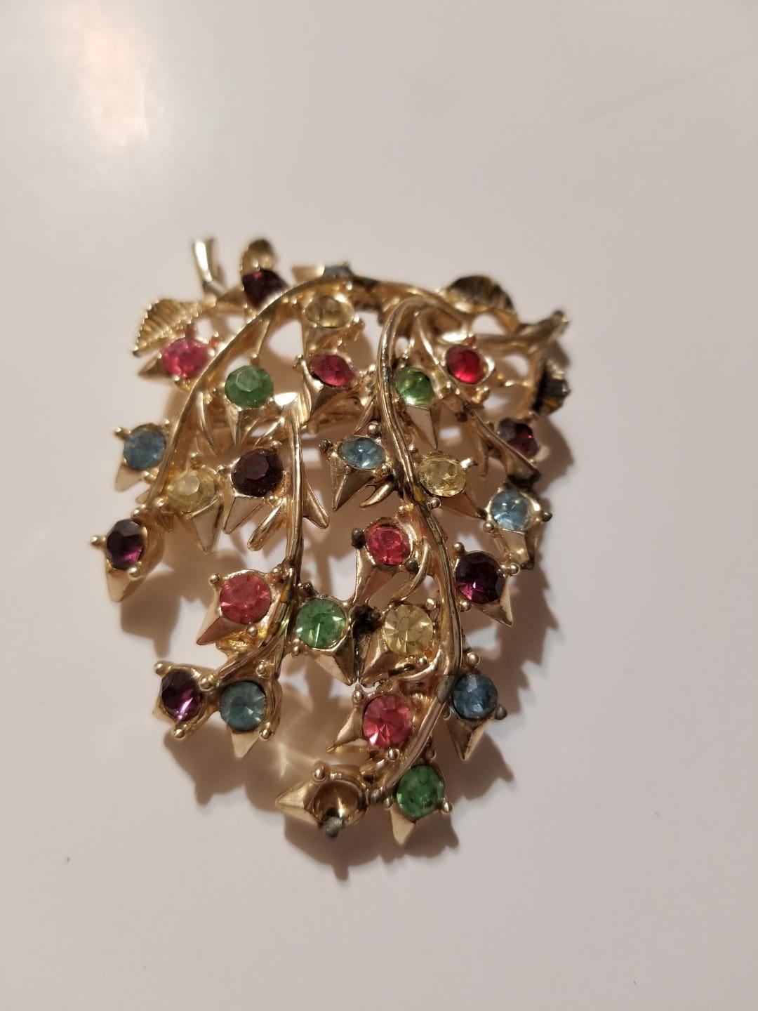 VTG Coro Family Tree Multi Rhinestone Brooch Signed - Etsy