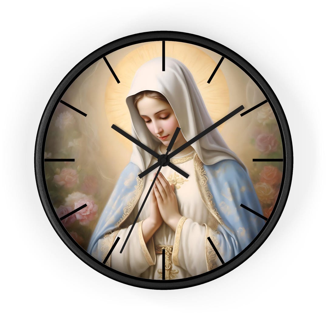 Virgin Mary Prayer Clock | Religious Wall Clock, Catholic Decor - Etsy