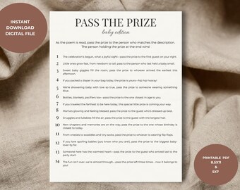 Pass the Prize Baby Shower Game | Minimalist Printable (PDF)