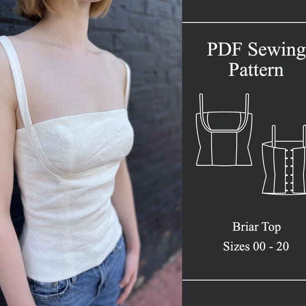 Korsett Top Schnittmuster PDF: Schnür-Bustier Mieder (Grössen 00-20)