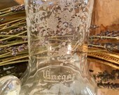 Vintage, Hand Blown and Etched, Oil and Vinegar, Crystal Cruet, RARE