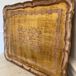 Vintage and SWEET, Florentine Tray, PINK and Gilt, Huge, Made in Italy