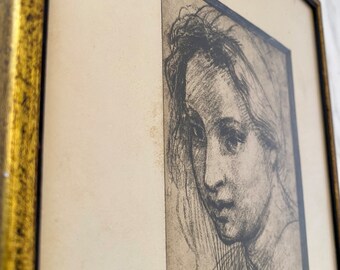 Vintage Framed, Female Figures, Italian, Set of Two