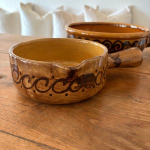 Vintage LANDERT Swiss Caquelon, Stoneware with Handle, MEDIUM, 1960’s