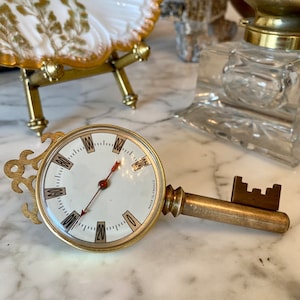 Vintage French Desktop Thermometer, Key Shaped, Made in France, Beautiful and Unique