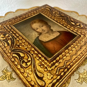 Vintage Florentine Portrait Box, Madonna, STUNNING, Made in Italy