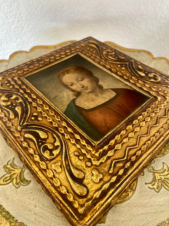 Vintage Florentine Portrait Box, Madonna, STUNNING