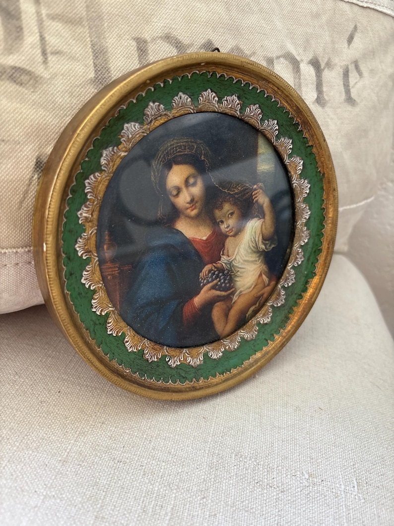 Vintage Italian Florentine Religious Icon, Madonna of the Grapes by ...