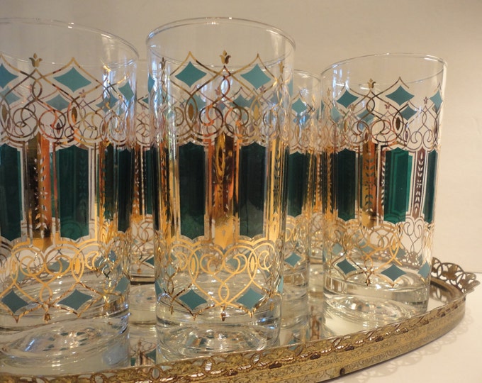 Vintage Set of Modern Glassware, Set of 6. Tall Glass Tumblers Etsy