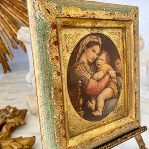 Vintage Florentine Madonna of the Chair Art Plaque, Made in Italy