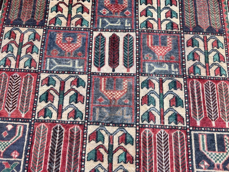 Handmade Afghan Botanical Rug 5x9 Ft, Tribal Compartment Panel Oriental ...