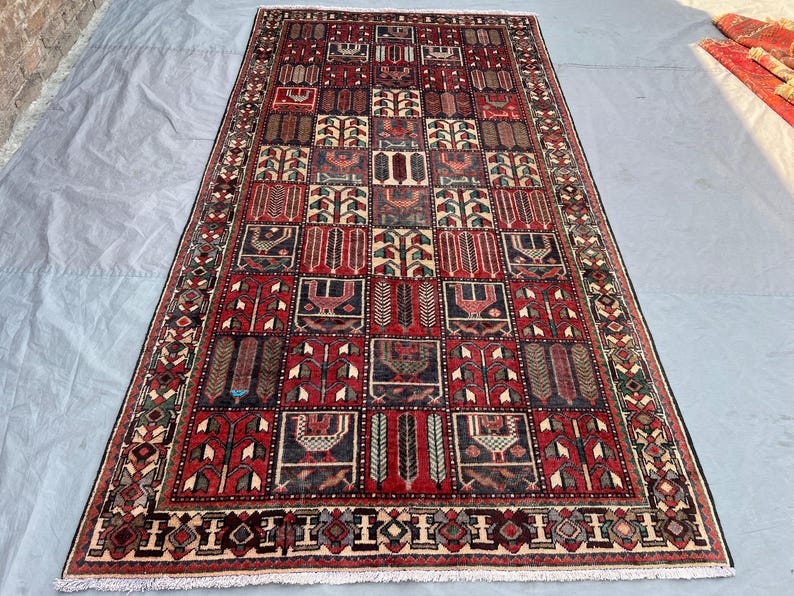 Handmade Afghan Botanical Rug 5x9 Ft, Tribal Compartment Panel Oriental ...