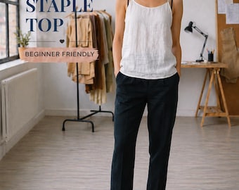 Grundlegendes Top Schnittmuster, Leinen Camisole, Anfänger freundlich Tank Top (Digitaler Download)