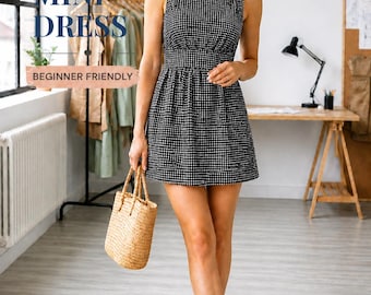 Anfänger freundliches Minikleid Schnittmuster, A-Linie Sommer-Stil (PDF Download)