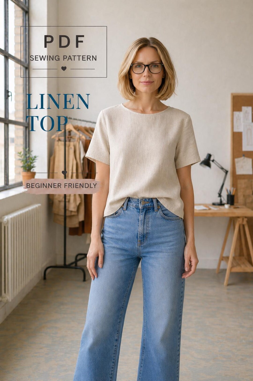 Linen Top Sewing Pattern, Short Sleeve Minimalist Tee (PDF Download) - Etsy