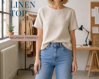 Schnittmuster Leinen Oberteil , Kurzarm Minimalist Shirt (PDF Download)