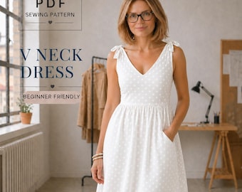 Schnittmuster Sommerkleid mit V-Ausschnitt, Fit-and-Flare Mini, anfängerfreundlich