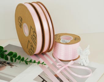 Pink Double-Faced Satin Ribbon – 5 Yards Soft Satin for Gift Wrapping, Hair Bows, Wedding Decor