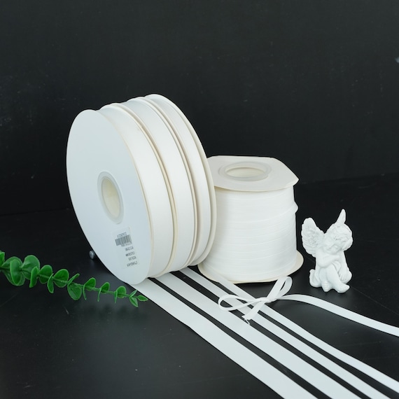 White Satin Ribbon – 5 Yards Polyester Cotton Ribbon for Gift Wrapping, Floral Arranging & DIY Crafts