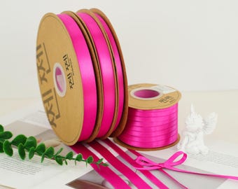 Hot Pink Double-Faced Satin Ribbon – 5 Yards Satin for Gift Wrapping, Hair Bows, Wedding Decor
