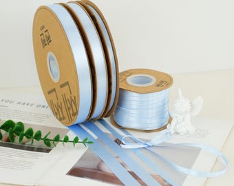 Baby Blue Double-Faced Satin Ribbon – 5 Yards Satin for Gift Wrapping, Hair Bows, Wedding Decor