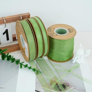 Willow Green Organza Ribbon – 4 Yards Sheer Ribbon for Gift Wrapping, Floral Arranging & DIY Crafts