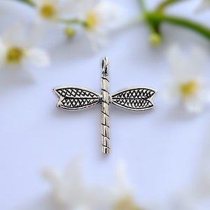 Sterling Silver, Dragonfly Pendant, 28x25mm, 1 Piece