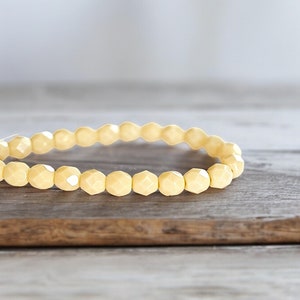 Beige Fire Polished Czech Round Glass Bead, Jewelry Making Supply, DIY Beading, Craft Bead, 6mm, 25 Beads, #NS07