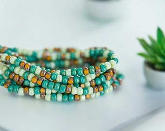 Tri - Cut, Green, Ochre Mix, Trica, Czech Glass, Picasso, 3 Cut Bead, 4x3mm, 50 Pieces, (AN6-68)