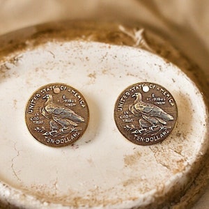 Ancient Eagle Coin, Brass Charm, Jewelry Pendant, Vintaj, 15mm, 2 Pieces