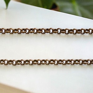 Rollo Brass Chain, 3.5X3.5mm, Necklace, Bracelet , 1 Foot