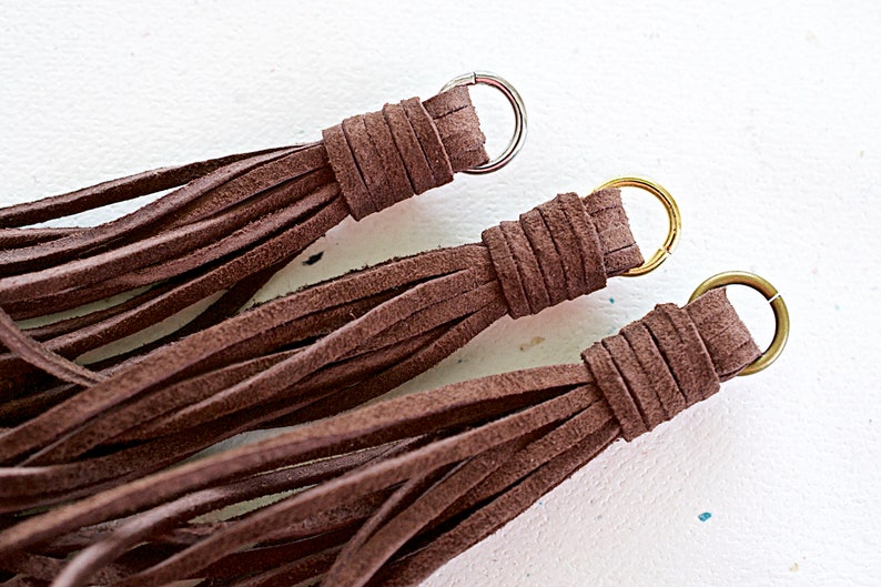 Necklace Pendant 4in Tassel Brown Suede Tassel 1 Piece Key Chain Accessory Purse Tassel
