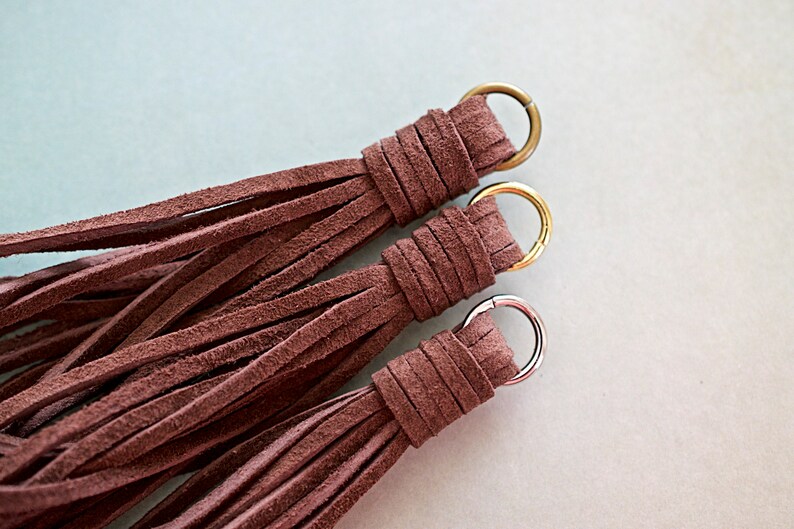 Necklace Pendant 4in Tassel Brown Suede Tassel 1 Piece Key Chain Accessory Purse Tassel