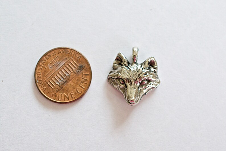 Wolf Pendant 20x19mm Green Girl Studios 1 Piece Silver OX PLT