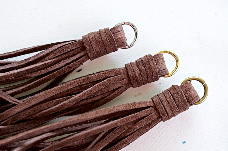 Necklace Pendant 4in Tassel Brown Suede Tassel 1 Piece Key Chain Accessory Purse Tassel